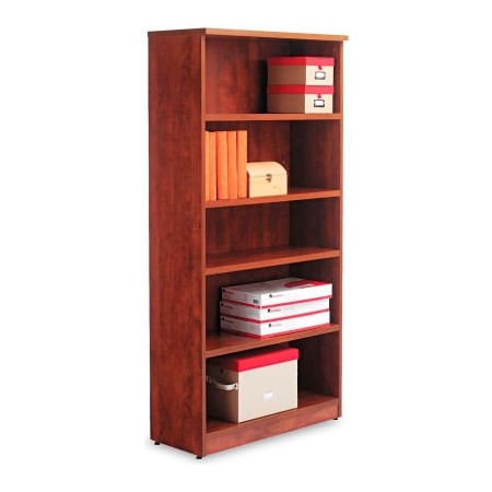 Alera Bookcase With 5 Shelves - 31-3/4W X 14D X 65H - Medium Cherry - Valencia Series